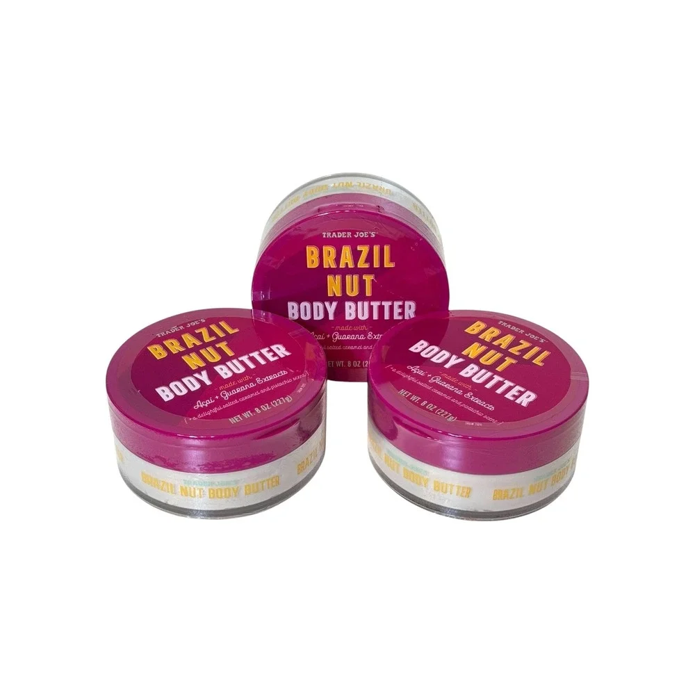 Trader Joes Brazil Nut Body Butter 8oz‎ Lot of 3 Salted Caramel Pistachio Scent